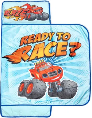 Jay Franco Blaze and The Monster Machines Ready to Race Mat – Built-in Pillow and Blanket - Super Soft Microfiber Kids'/Toddler/Children's Bedding, Ages 3-7 (Official Blaze and The Monster Machines)