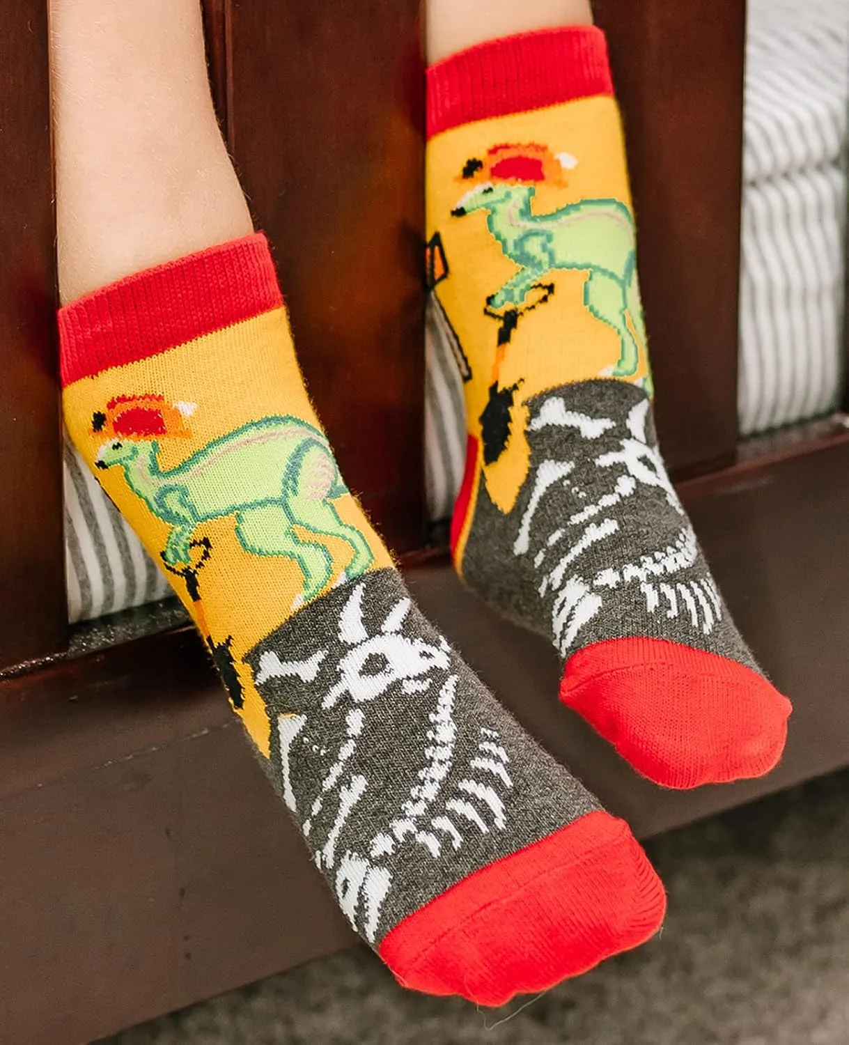 Jefferies Socks Boys' Dinosaur Construction Crew Socks 6 Pack