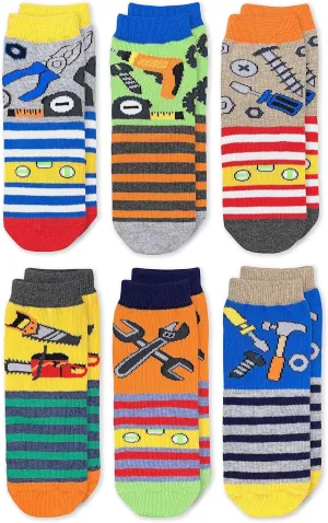 Jefferies Socks Boys' Tools Pattern Crew Socks 6 Pack