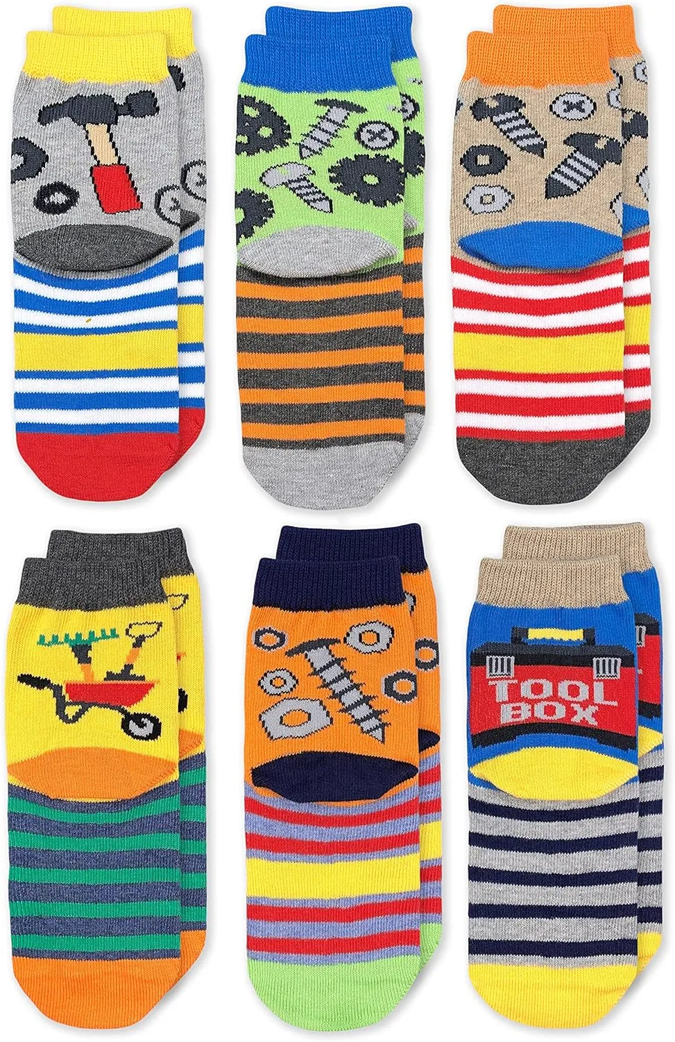 Jefferies Socks Boys' Tools Pattern Crew Socks 6 Pack