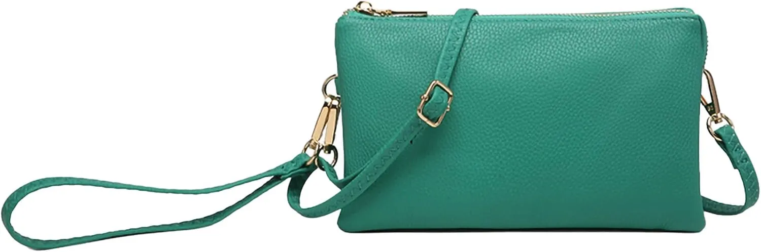JEN & CO. Riley Small Crossbody Bags Vegan Leather Wristlet Wallets Clutch Purses Shoulder Handbag for Women
