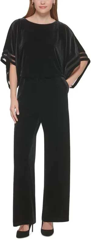 Jessica Howard Womens Velvet Drapey Jumpsuit Black M