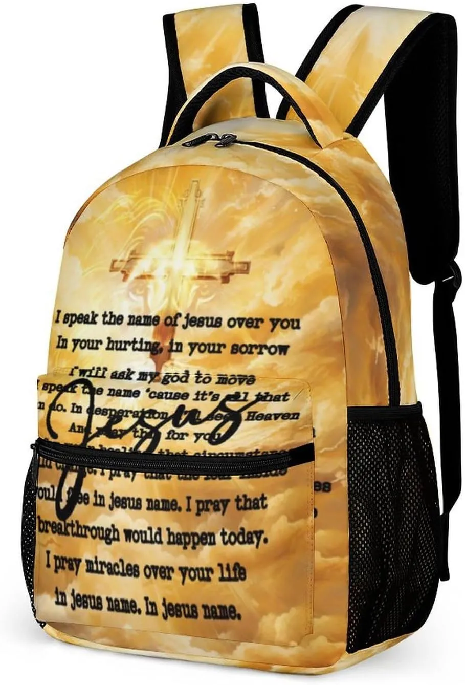 Jesus Catholic Backpack for Kids Girls Boys School, 16 Inches Divine Mercy Theme Bookbag, Adjustable, Lightweight, Large Capacity, Colorful Religious Christian Backpack
