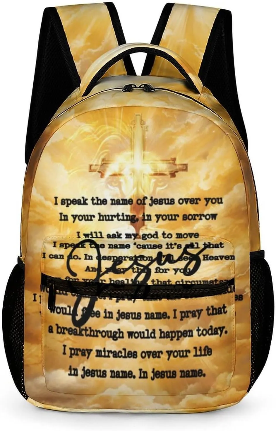 Jesus Catholic Backpack for Kids Girls Boys School, 16 Inches Divine Mercy Theme Bookbag, Adjustable, Lightweight, Large Capacity, Colorful Religious Christian Backpack
