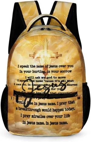 Jesus Catholic Backpack for Kids Girls Boys School, 16 Inches Divine Mercy Theme Bookbag, Adjustable, Lightweight, Large Capacity, Colorful Religious Christian Backpack