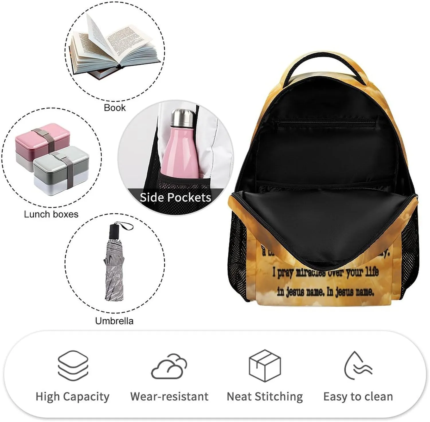 Jesus Catholic Backpack for Kids Girls Boys School, 16 Inches Divine Mercy Theme Bookbag, Adjustable, Lightweight, Large Capacity, Colorful Religious Christian Backpack