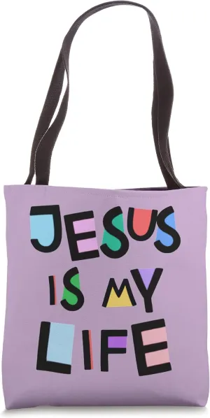 Jesus Is My Life Religious Church Christian Worship Womens Tote Bag