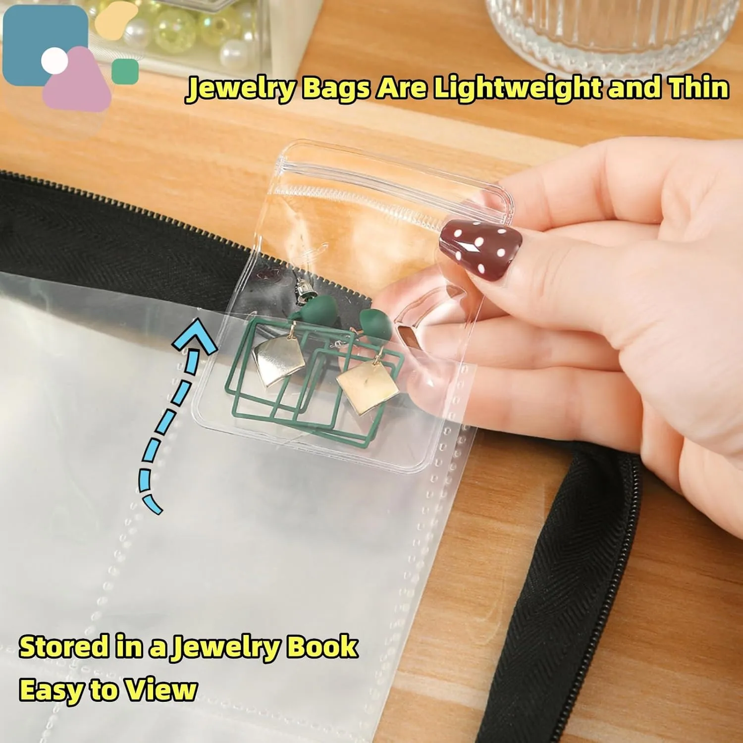 Jewelry Organizer Travel Earring Organizer Case Transparent Jewelry Storage Book for Earring, Necklace, Ring, With pvc Jewelry Pouches Zipper Bags