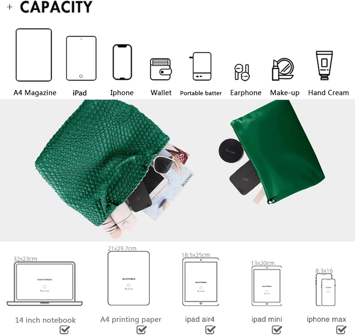 JINMANXUE Fashion Woven Bag Shopper Bag Travel Handbags and Purses Women Tote Bag Large Capacity Shoulder Bags
