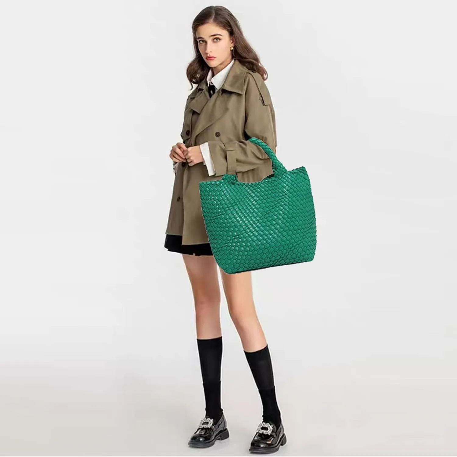 JINMANXUE Fashion Woven Bag Shopper Bag Travel Handbags and Purses Women Tote Bag Large Capacity Shoulder Bags