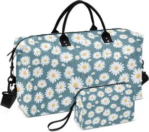 Joko Ivery Daisies Lime Green Travel Duffel Bags for Girls and Boys 34L Weekender Overnight Bag with Toiletry Bag Travel Necessities with Comfort Handle for Travel Sports