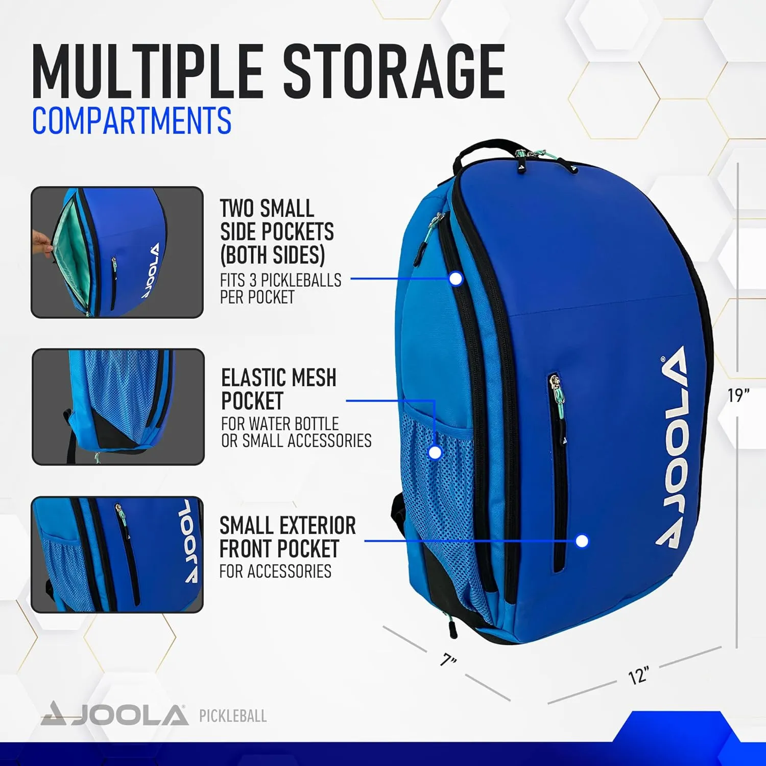 JOOLA Vision II Pickleball Bag - Backpack Holds 8 Pickleball Paddles Plus Side Pockets for Pickleball Balls - Separate Ventilated Compartment for Shoes, Interior & Exterior Accessory Pockets