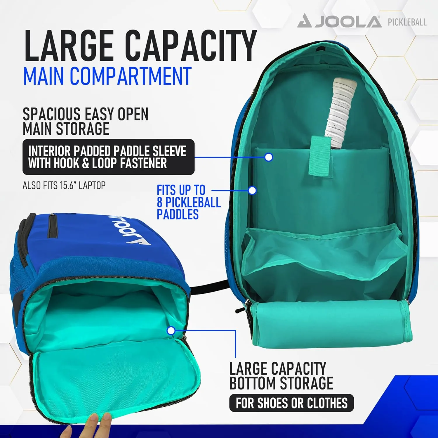 JOOLA Vision II Pickleball Bag - Backpack Holds 8 Pickleball Paddles Plus Side Pockets for Pickleball Balls - Separate Ventilated Compartment for Shoes, Interior & Exterior Accessory Pockets