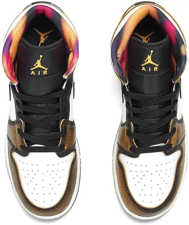Jordan Big Kid's 1 Mid SE Wear Away Black/Taxi-White-Sail (DQ8418 071)