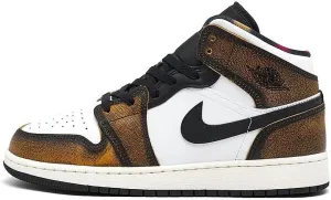 Jordan Big Kid's 1 Mid SE Wear Away Black/Taxi-White-Sail (DQ8418 071)
