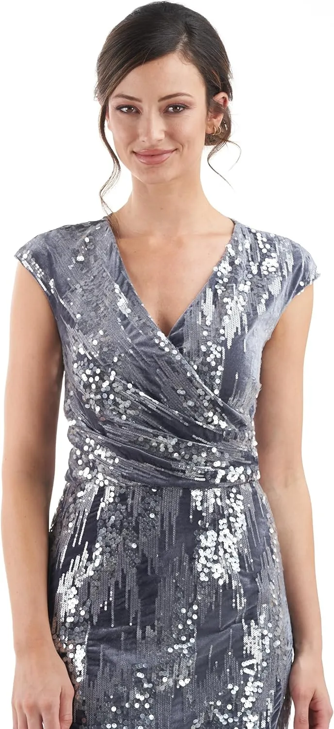 JS Collections Women's June Faux Wrap Midi Dress