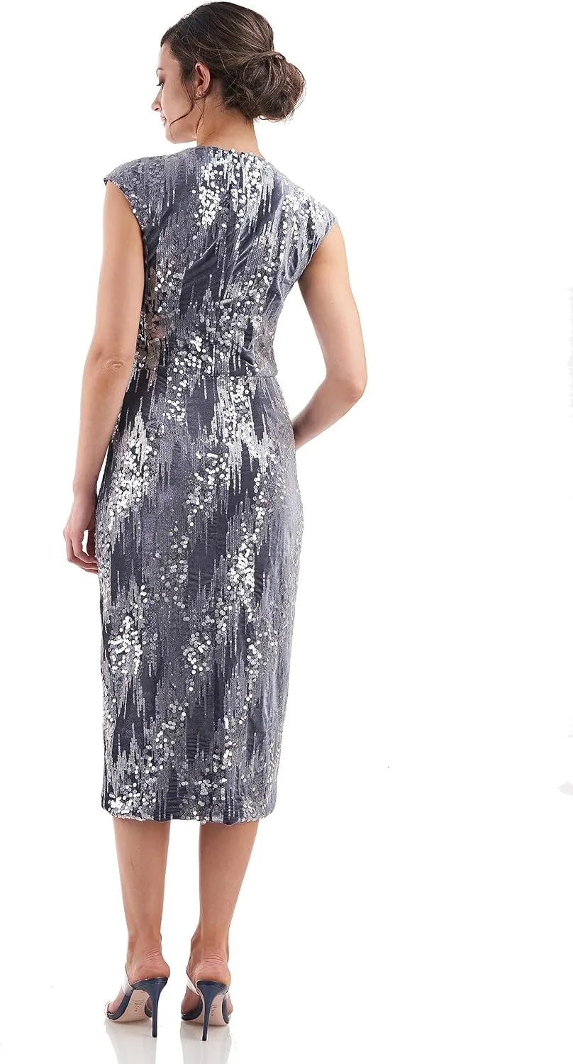 JS Collections Women's June Faux Wrap Midi Dress