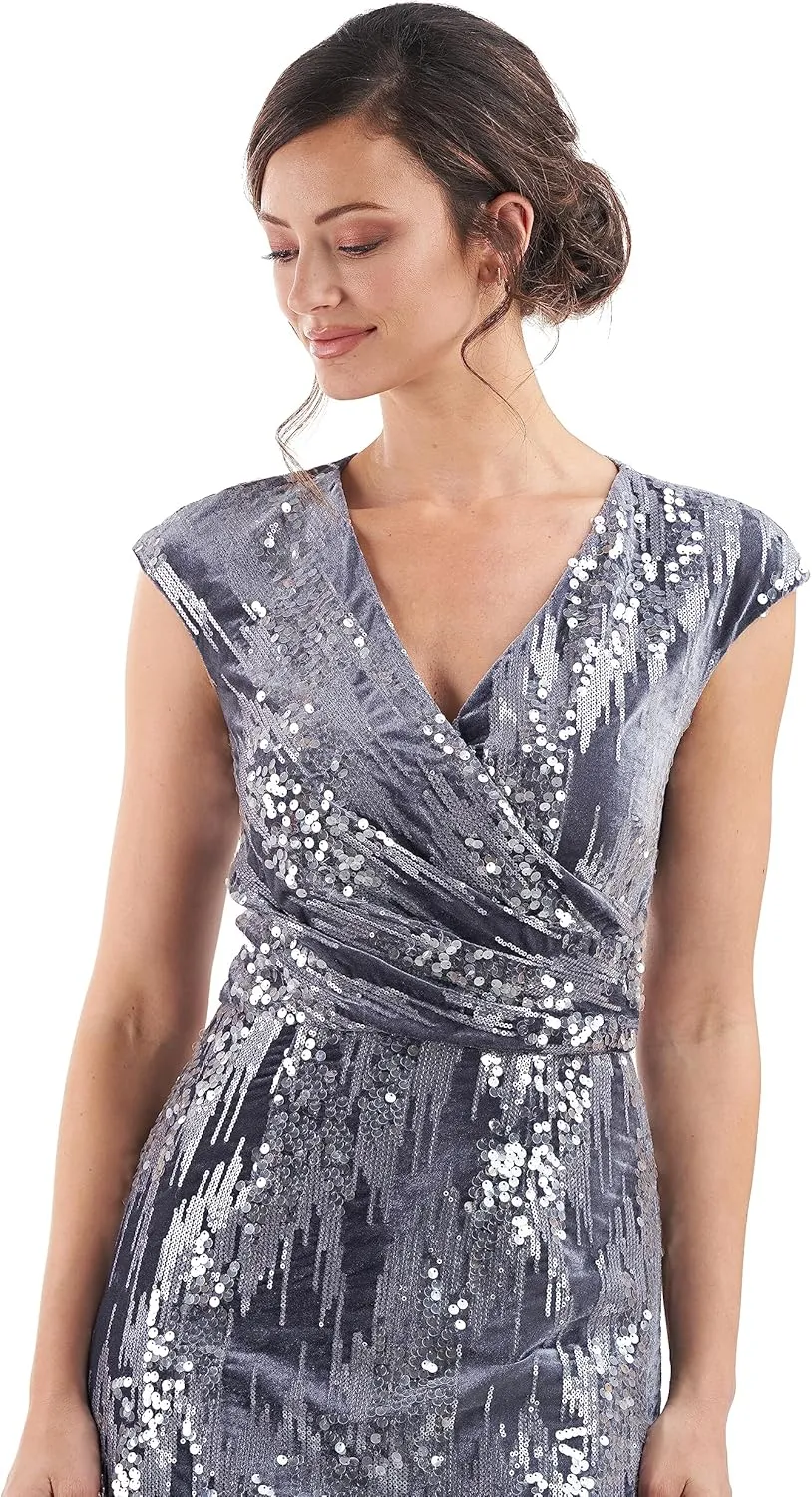JS Collections Women's June Faux Wrap Midi Dress
