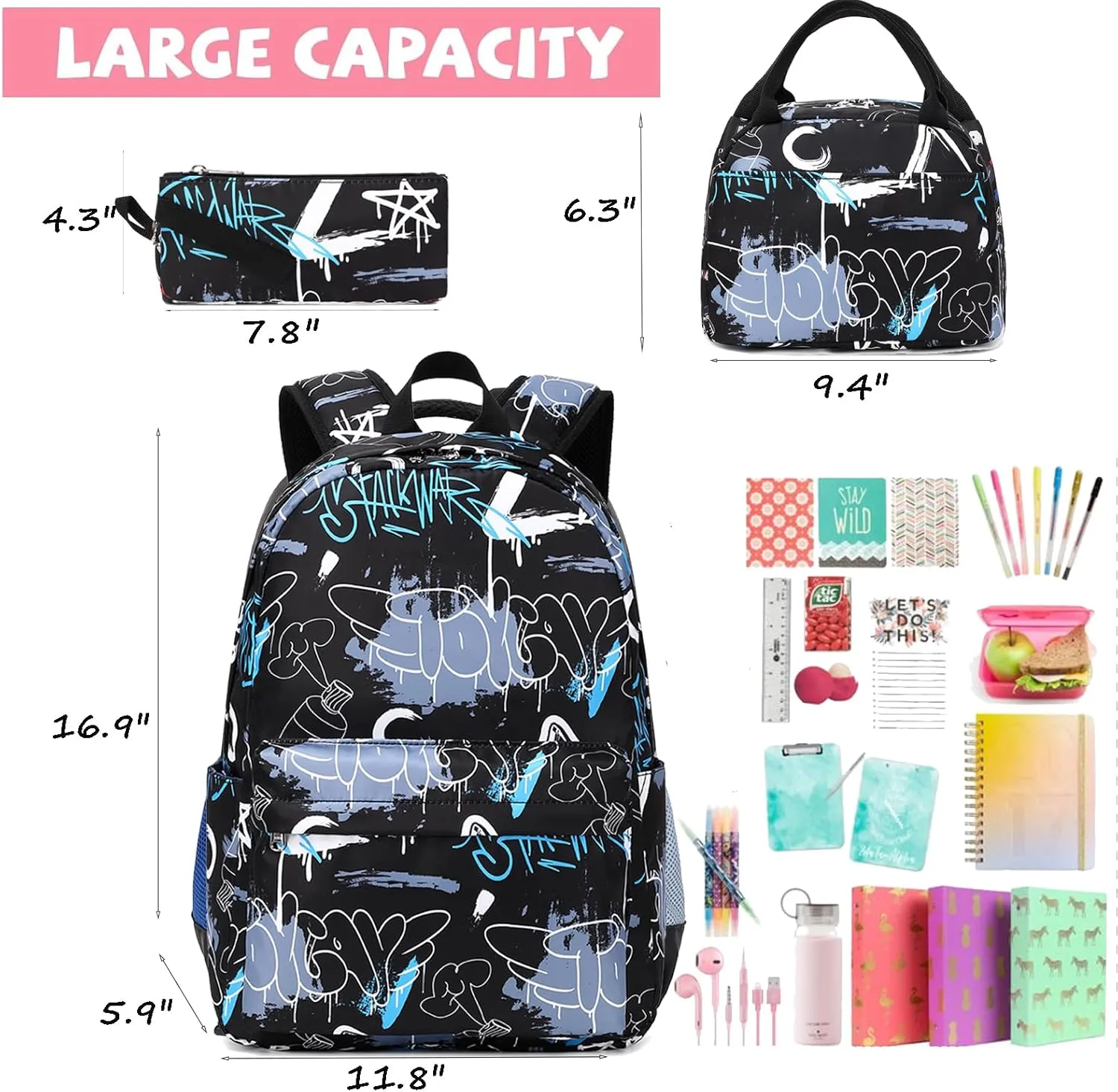 Jumpopack Backpack for Girls School Bag With Lunch Box - Kids Bookbag for Teen Girls
