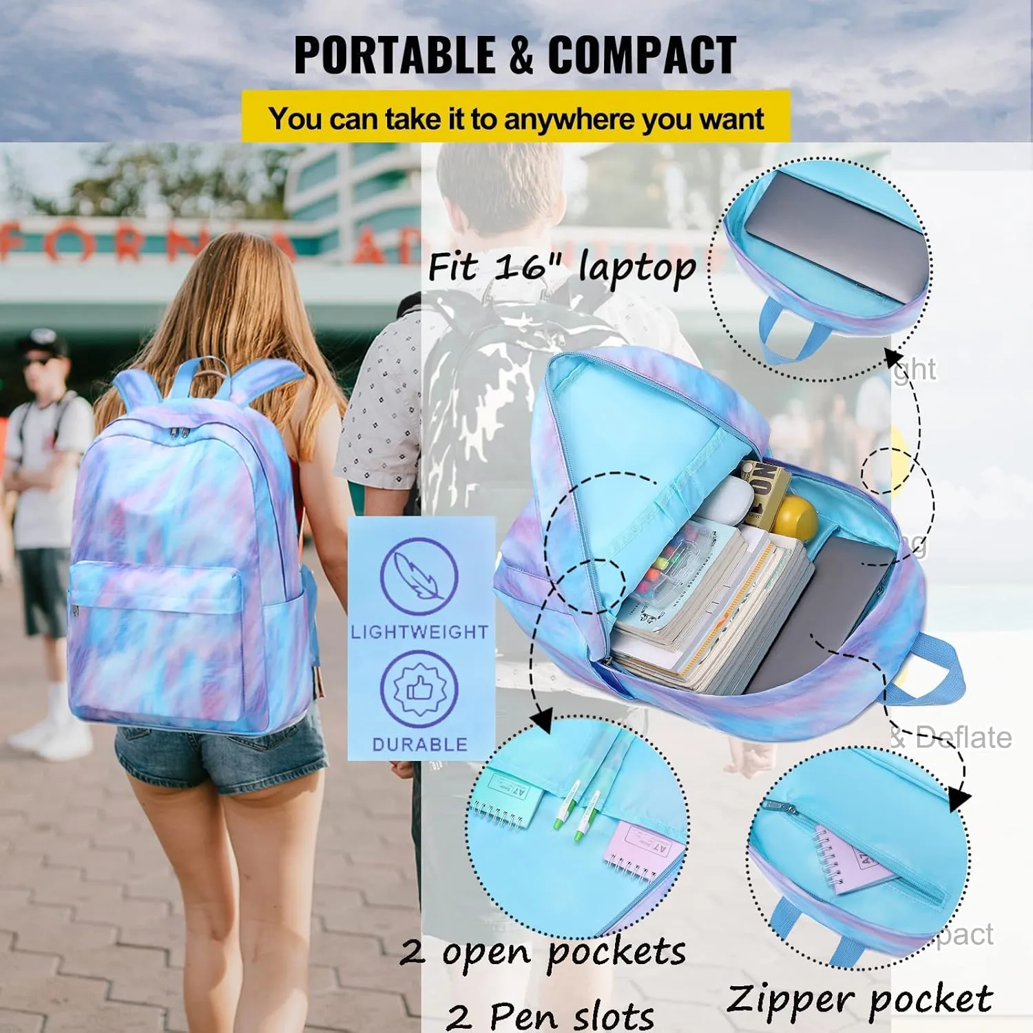 Jumpopack Backpack for Girls School Bag With Lunch Box - Kids Bookbag for Teen Girls