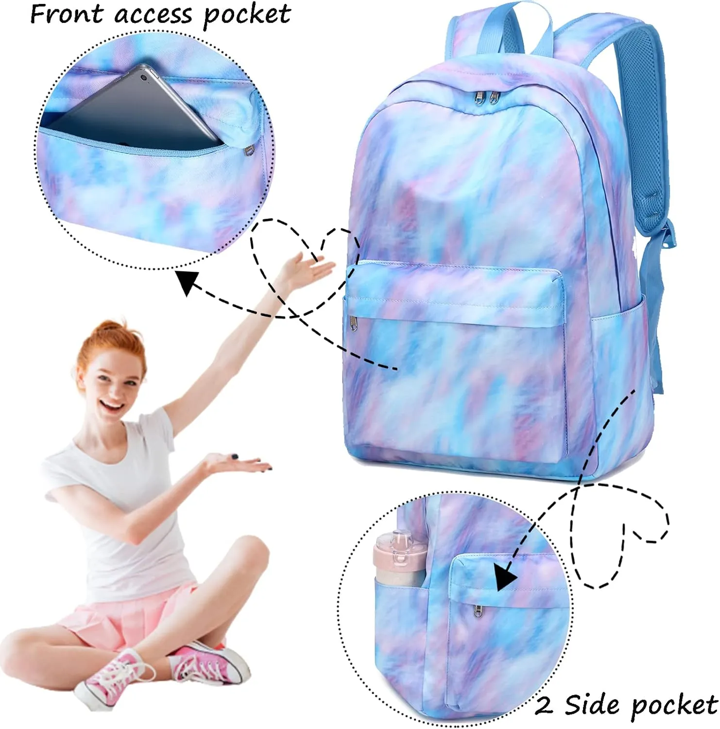 Jumpopack Backpack for Girls School Bag With Lunch Box - Kids Bookbag for Teen Girls