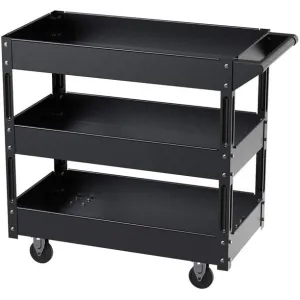KAPAS Steel 3-Shelf Multipurpose Utility/Supply/Service/Tool Cart Great for Garage, Warehouse, Cleaning, Office & Workplace
