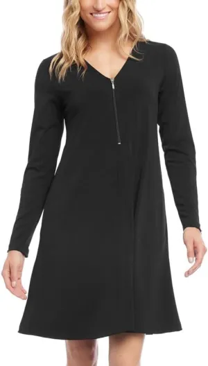 Karen Kane Women's Travel Jersey Zip-Front Dress (Black, X-Small)