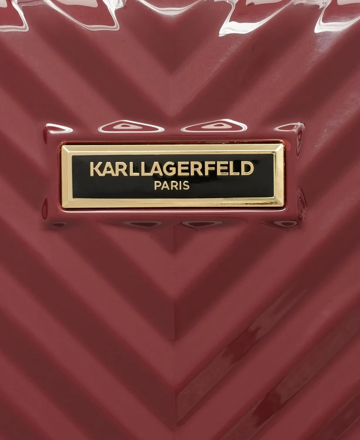 Karl Lagerfeld Paris Women's V-Stripe Upright Hardside Suitcase 24", Burgundy, One Size