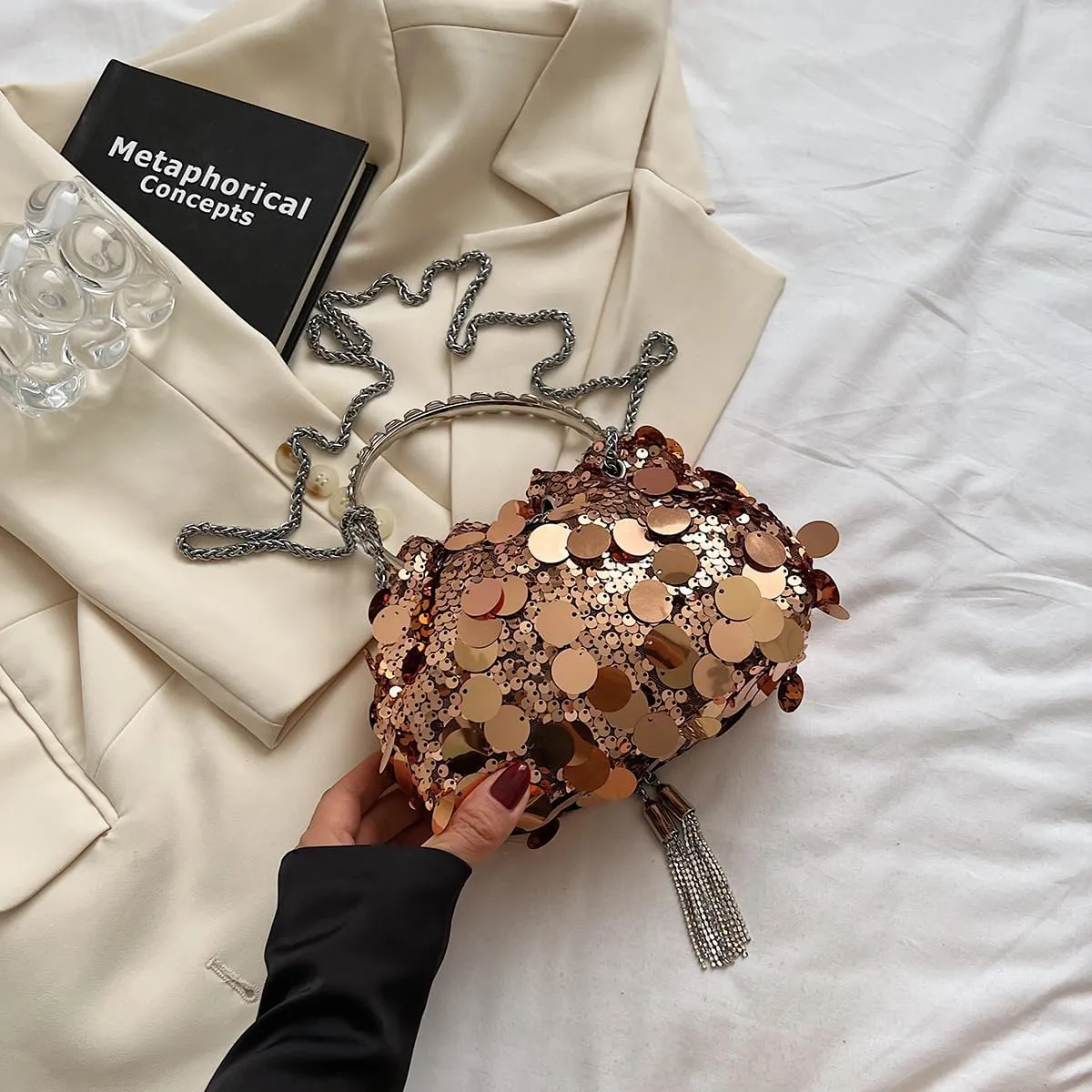 KARRESLY Evening Bag Bling Purse Shimmering Sequins Clutch Purses for Women Wedding Party Cocktail Prom Dinner