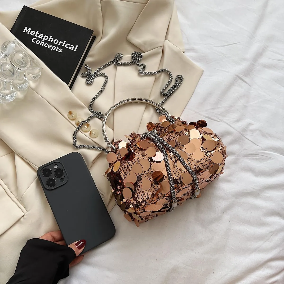 KARRESLY Evening Bag Bling Purse Shimmering Sequins Clutch Purses for Women Wedding Party Cocktail Prom Dinner