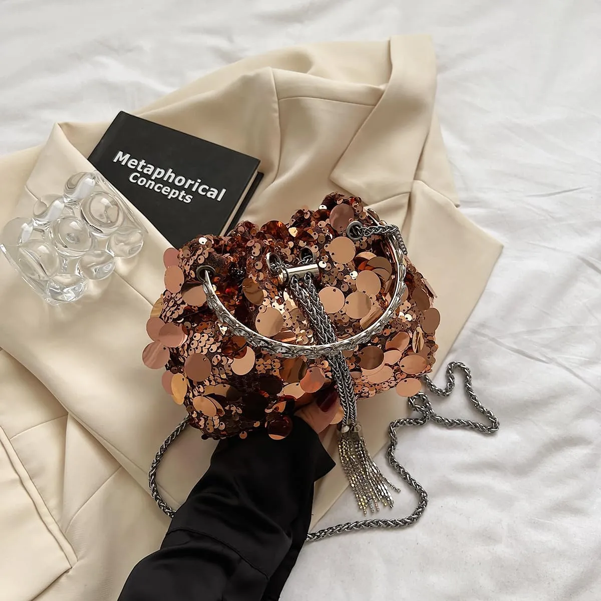 KARRESLY Evening Bag Bling Purse Shimmering Sequins Clutch Purses for Women Wedding Party Cocktail Prom Dinner