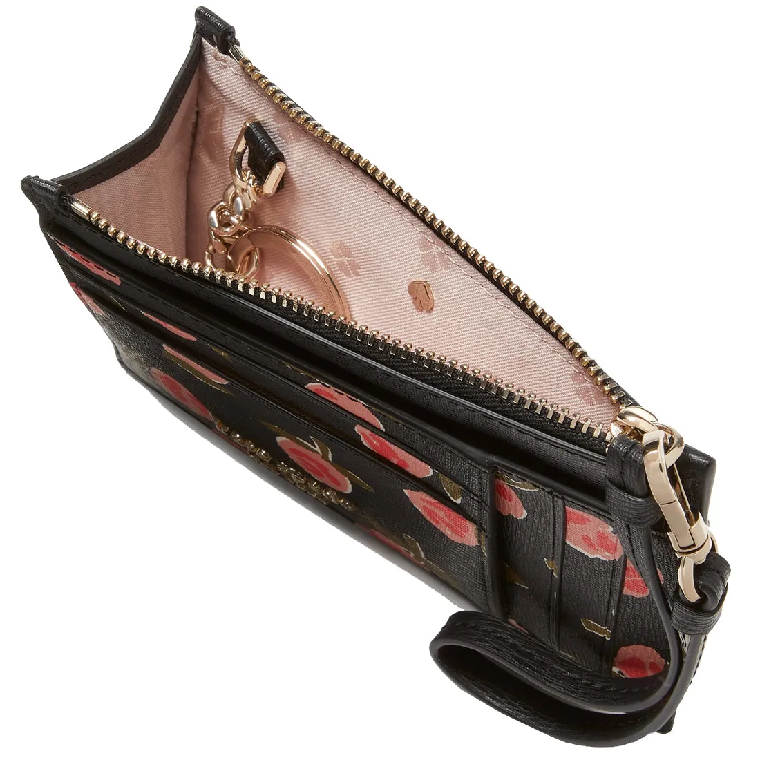 Kate Spade Spencer Ditsy Rose Cardholder Wristlet in Black Multi k5688