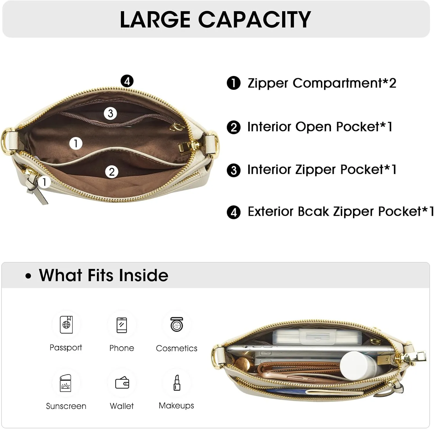 Kattee Leather Crossbody Bags for Women, Small Wristlet Purses for Women