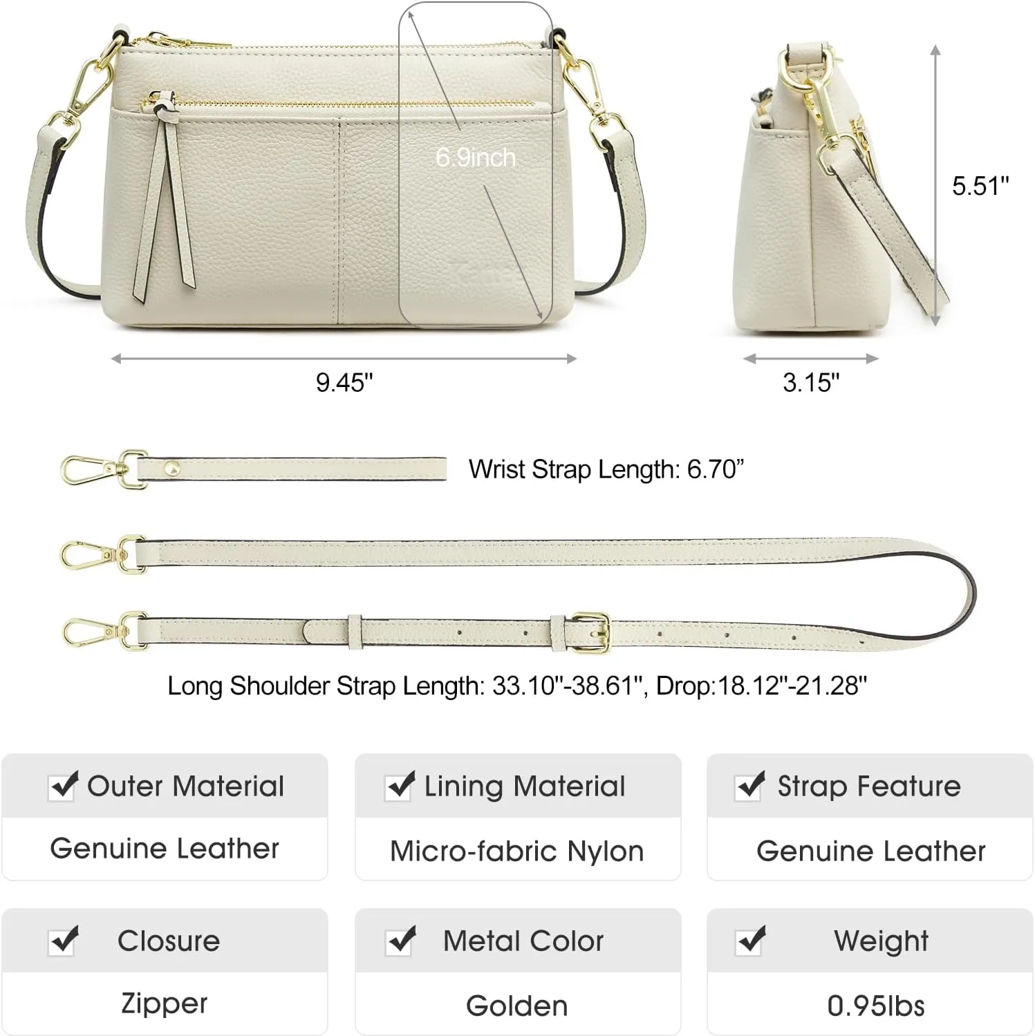 Kattee Leather Crossbody Bags for Women, Small Wristlet Purses for Women