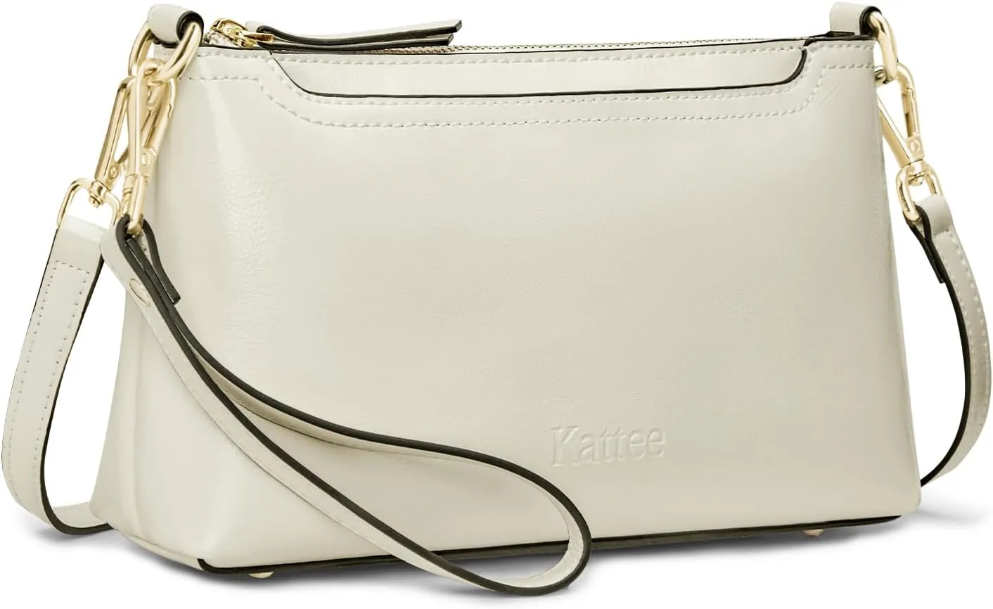Kattee Leather Crossbody Bags for Women Trendy, Small Shoulder Purses and Handbags, Clutch Wristlet Wallet with 2 Straps