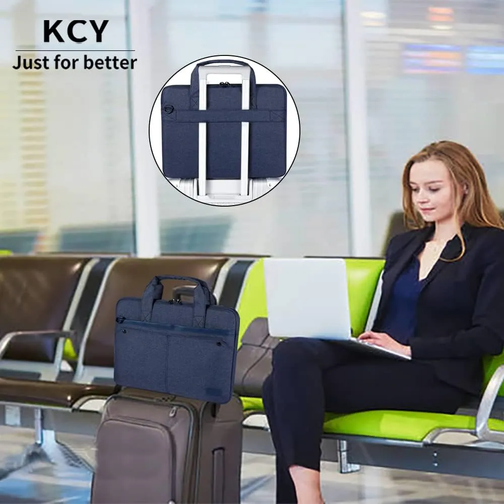 KCY Laptop Bag Case 13 13.3 14 Inch with Shoulder Starp, Waterproof Slim Computer Sleeve Compatible with MacBook Air 13 M1/M2, MacBook Pro 13/14, 13.5” Surface Laptop 5/4, Chromebook 14, Blue