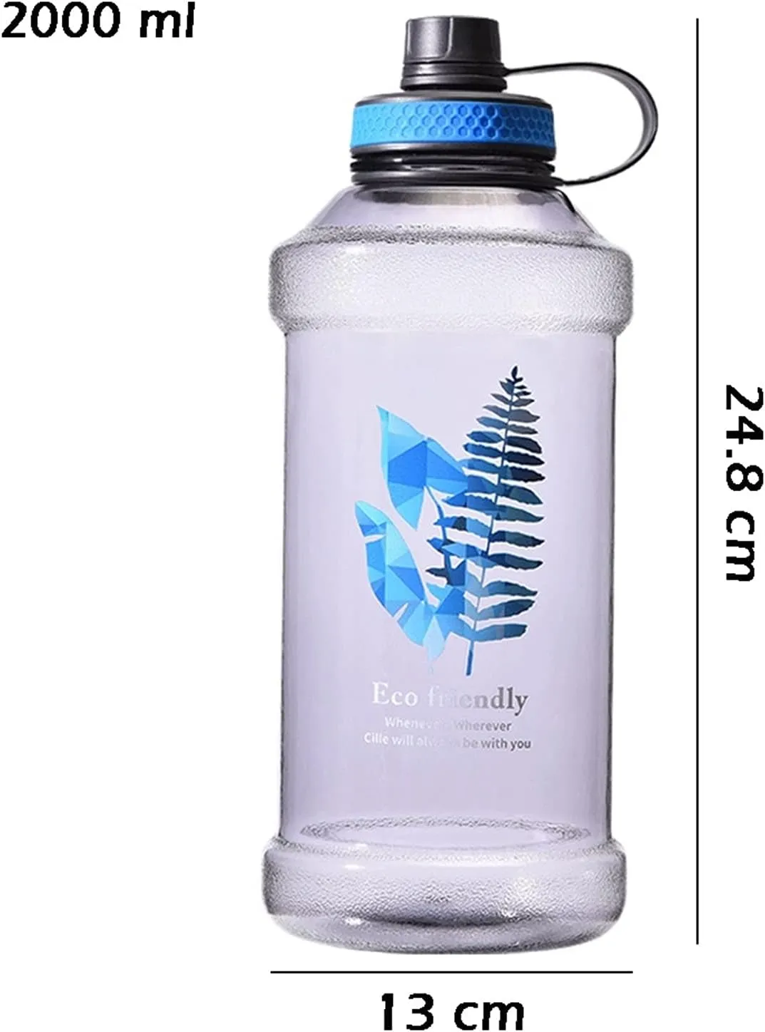 kettles 67 oz Water Bottle,Large Capacity,Oversized Sports Jug for Camping/Fitness/Climbing,Plastic Cups-Portable Handle,BPA Free canteen(B)