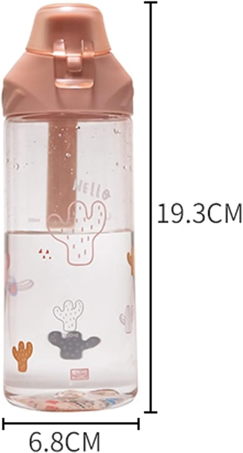 kettles Cute Sport Bottle for Students with Sealed Lid,Portable Clear Water Bottle,Protective Spout Cover,Large Cups for Students canteen(A)