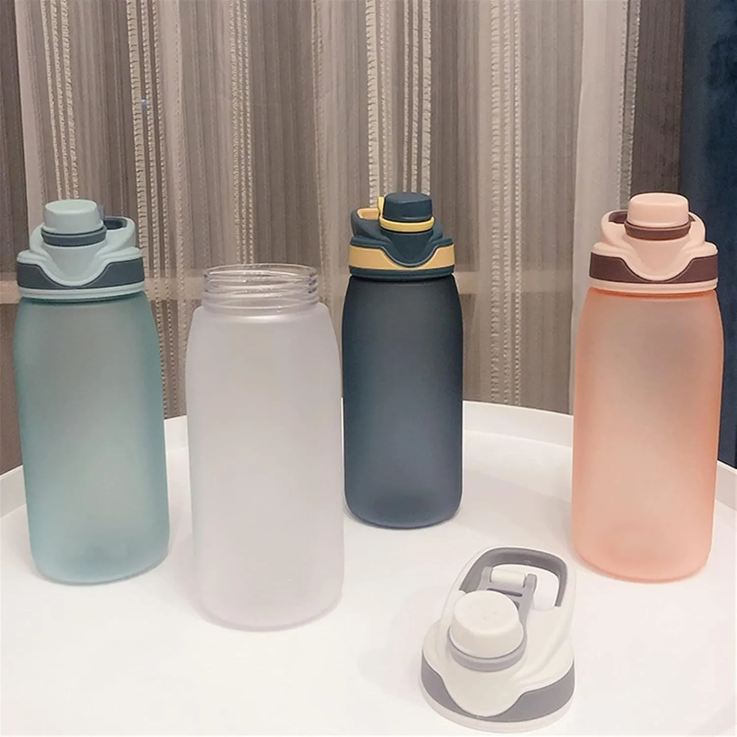 kettles Large Frosted Water Bottles Fast Flow BPA Free,Leak proof Sports Bottle with Built-in Handle,Portable Plastic Cups,Students canteen(A,Small)
