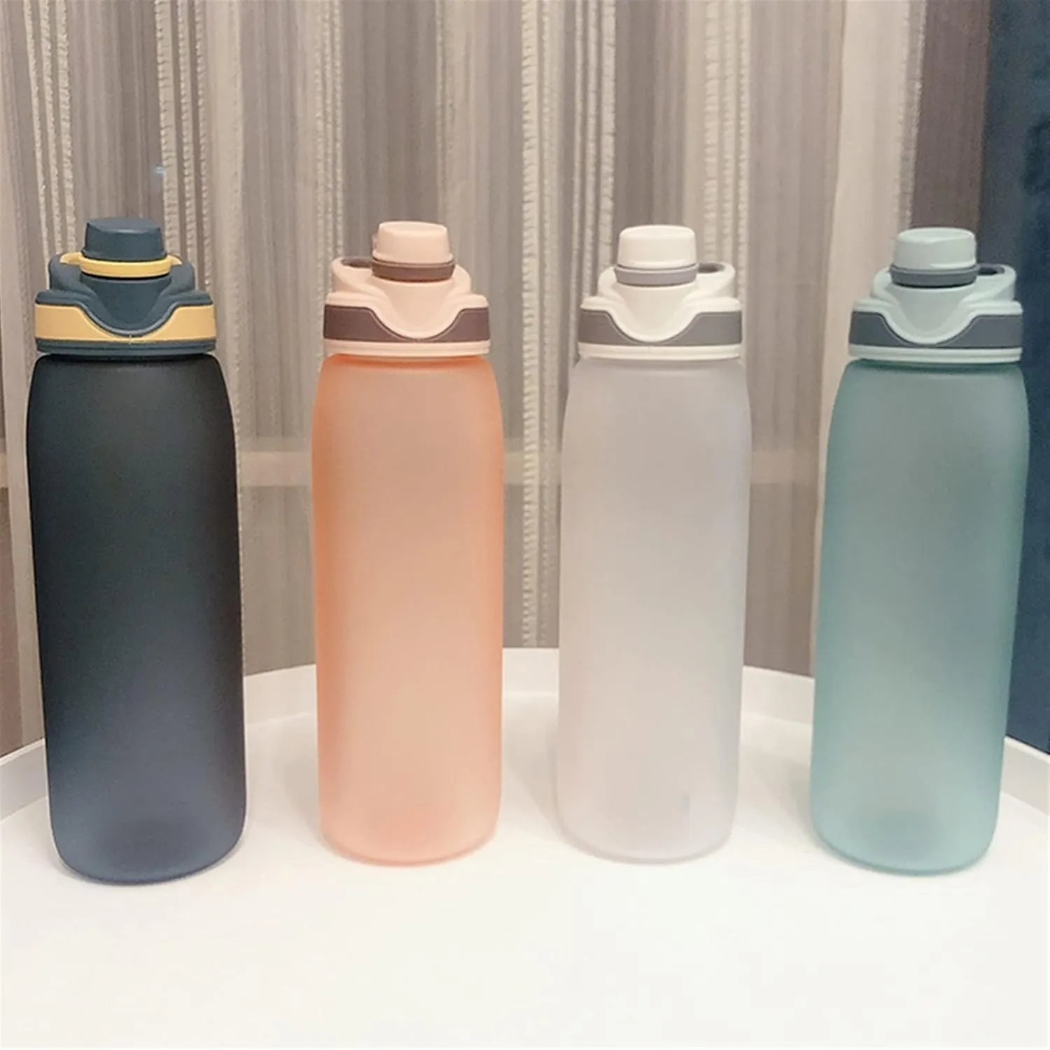 kettles Large Frosted Water Bottles Fast Flow BPA Free,Leak proof Sports Bottle with Built-in Handle,Portable Plastic Cups,Students canteen(A,Small)