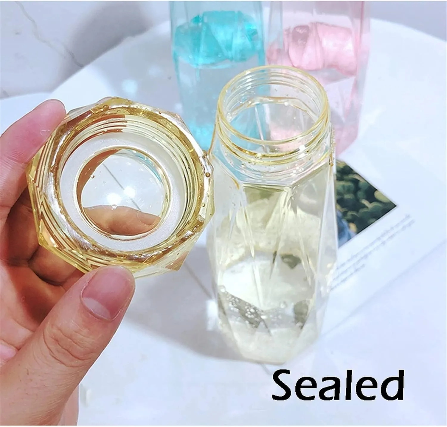 kettles Simple Portable Water Botttles,Creative Plastic Durable Sports Bottle,Clear Outdoor Cup-Leak Proof,Wide Mouth Transparent canteen(C)