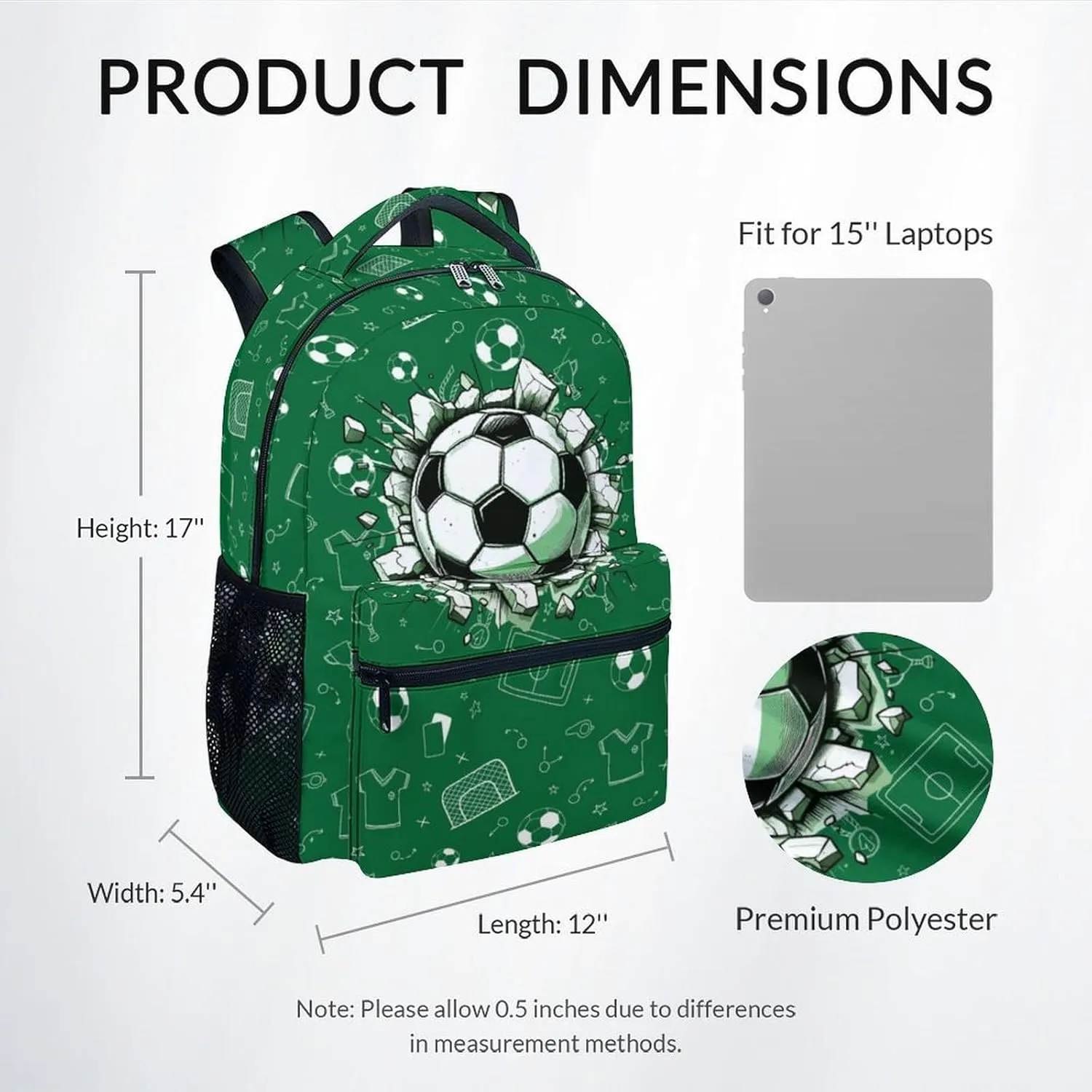 Kid Backpack for Girls - Soccer Ball Bookbag - Lightweight Durable Large Capacity - 17 Inch Colorful Bookbag for School, Travel and Camp