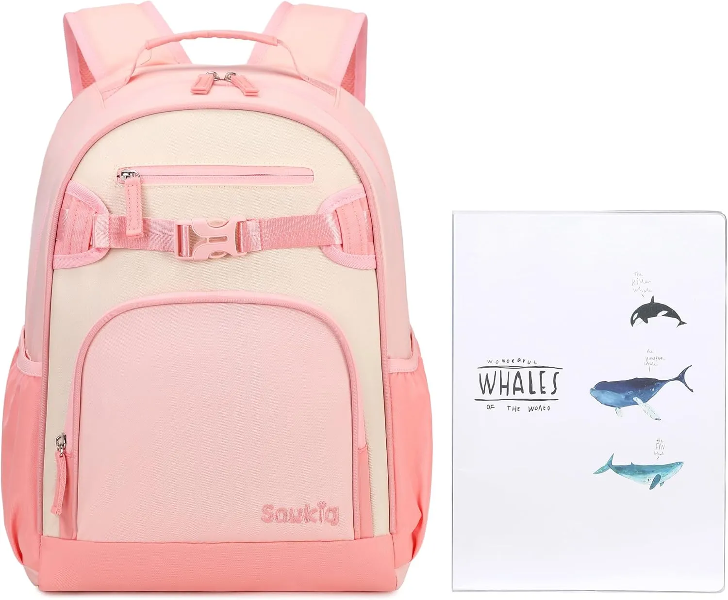 Kids Bookbag for Girls Kindergarten Backpack Water Resistant Kid School Bag for Girl Ages 3-5 Fits Folder (Blush Cream Coral)