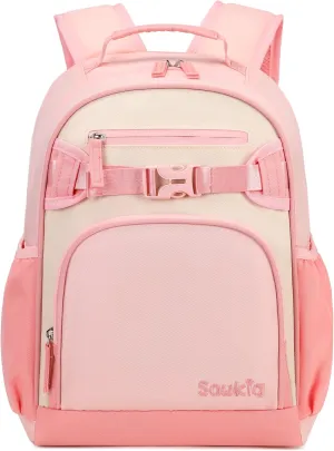 Kids Bookbag for Girls Kindergarten Backpack Water Resistant Kid School Bag for Girl Ages 3-5 Fits Folder (Blush Cream Coral)