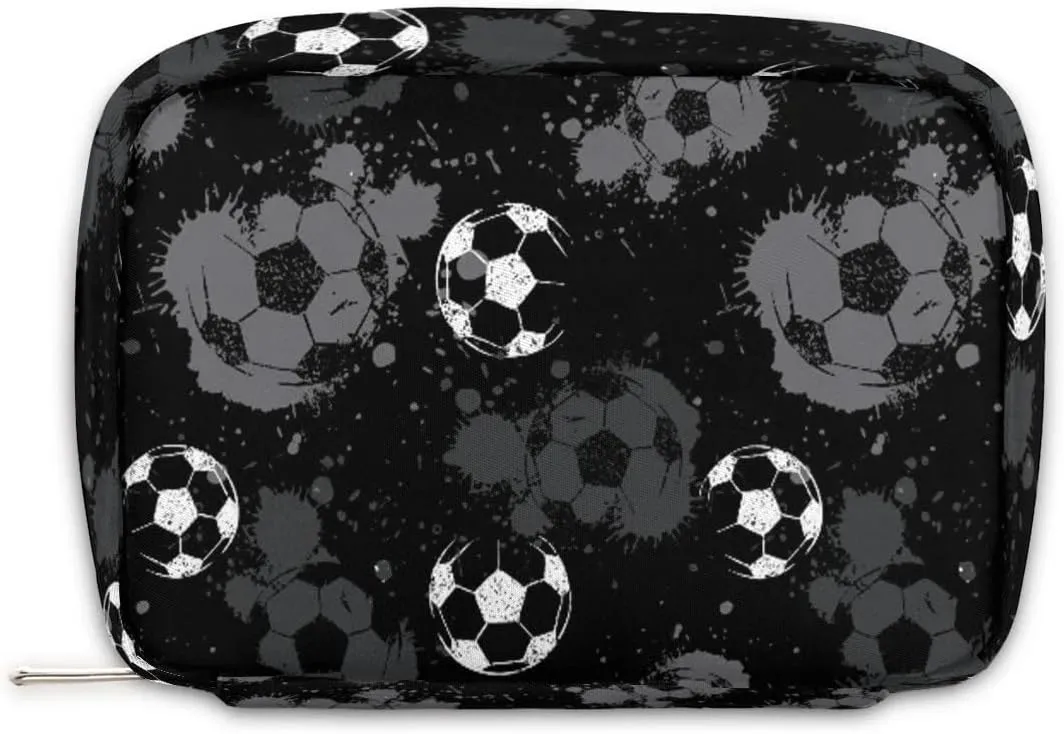 Kids Toiletry Bag for Boys, Small Cute Black Soccer Wash Bag for Little Young Boys Waterproof Cosmetic Weekender Bag Toddler Traveling Toiletries