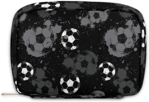 Kids Toiletry Bag for Boys, Small Cute Black Soccer Wash Bag for Little Young Boys Waterproof Cosmetic Weekender Bag Toddler Traveling Toiletries