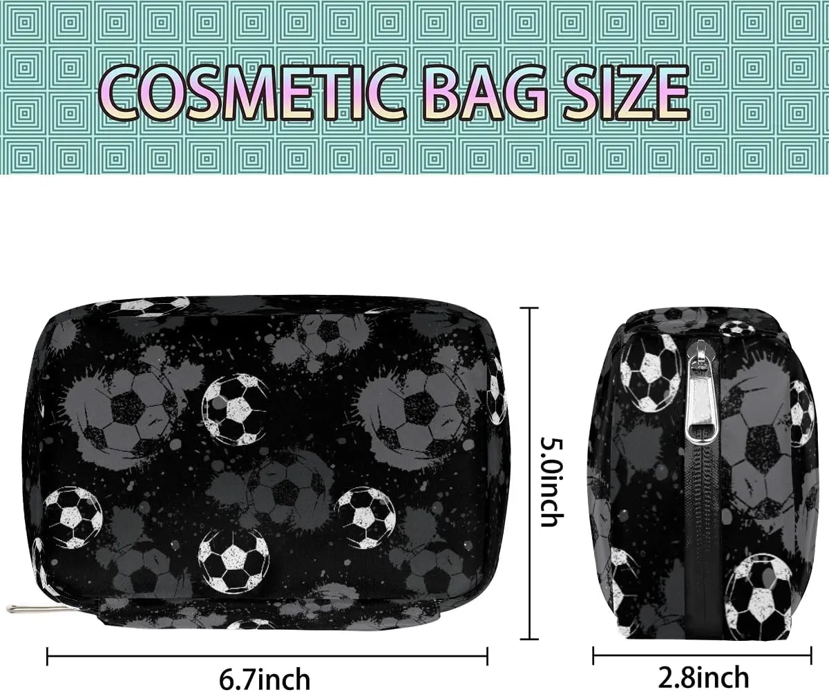Kids Toiletry Bag for Boys, Small Cute Black Soccer Wash Bag for Little Young Boys Waterproof Cosmetic Weekender Bag Toddler Traveling Toiletries