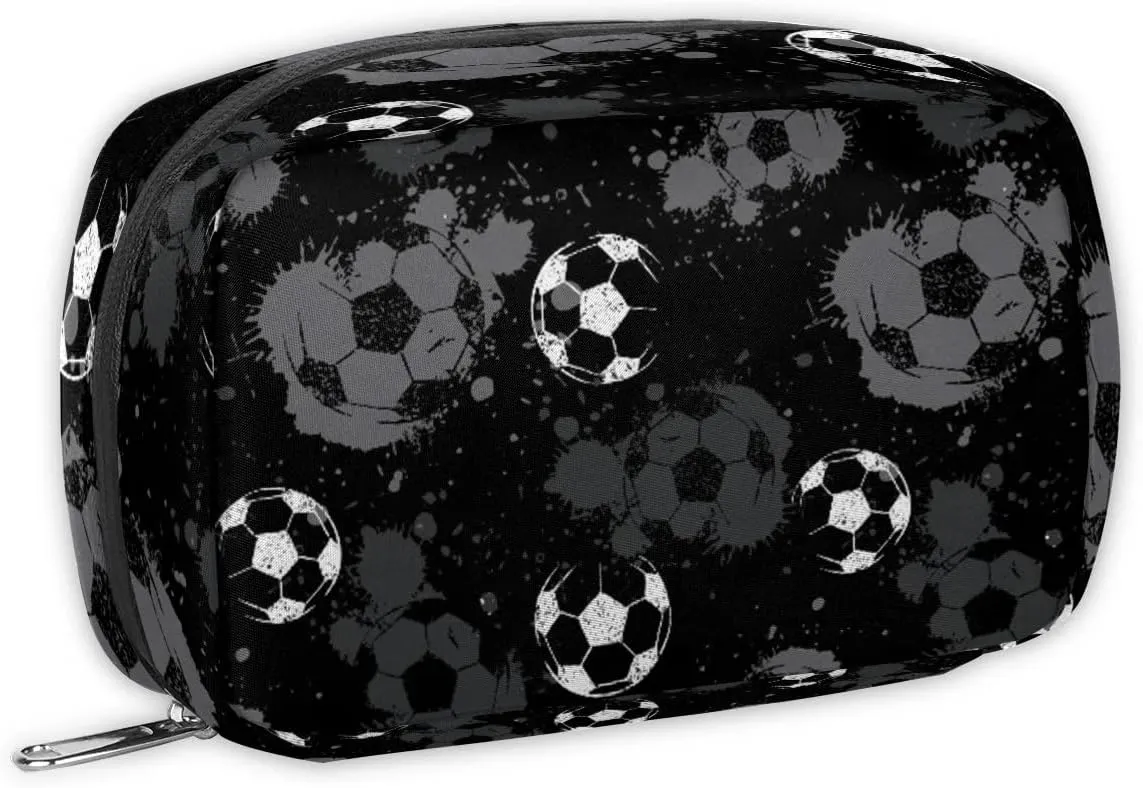 Kids Toiletry Bag for Boys, Small Cute Black Soccer Wash Bag for Little Young Boys Waterproof Cosmetic Weekender Bag Toddler Traveling Toiletries