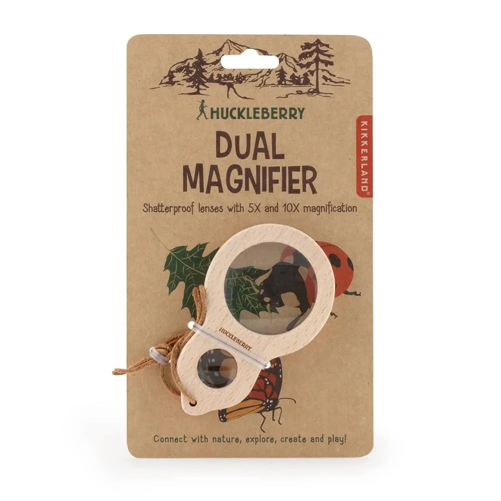 Kikkerland Huckleberry Dual Compact Portable Magnifier, Glass Tool, Two Shatterproof Lenses with 5X & 10x Magnification for Kids and Hobbyists