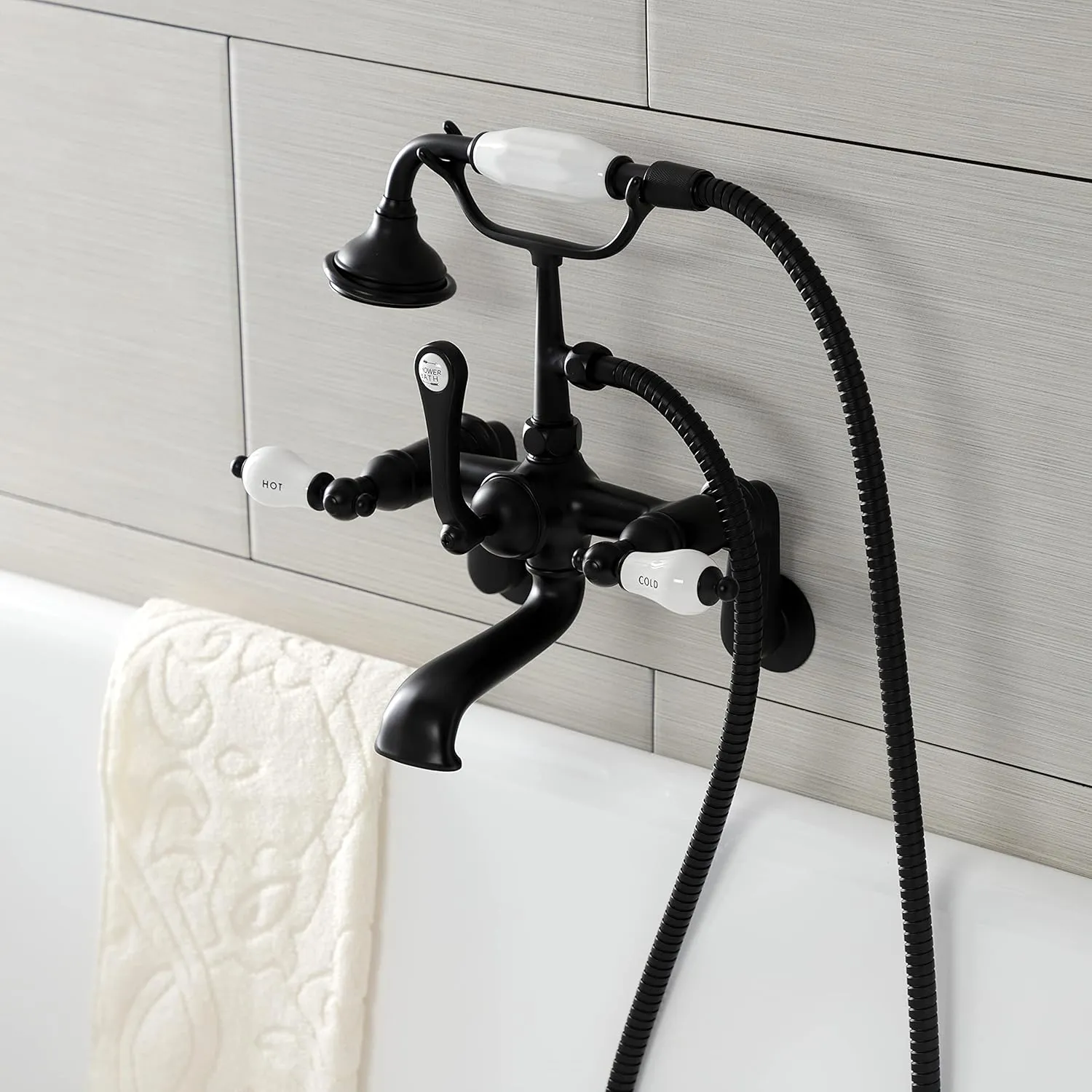 Kingston Brass AE53T0 Aqua Vintage Clawfoot Tub Faucet, 13.25 x 7.06 x 11.5, Matte Black